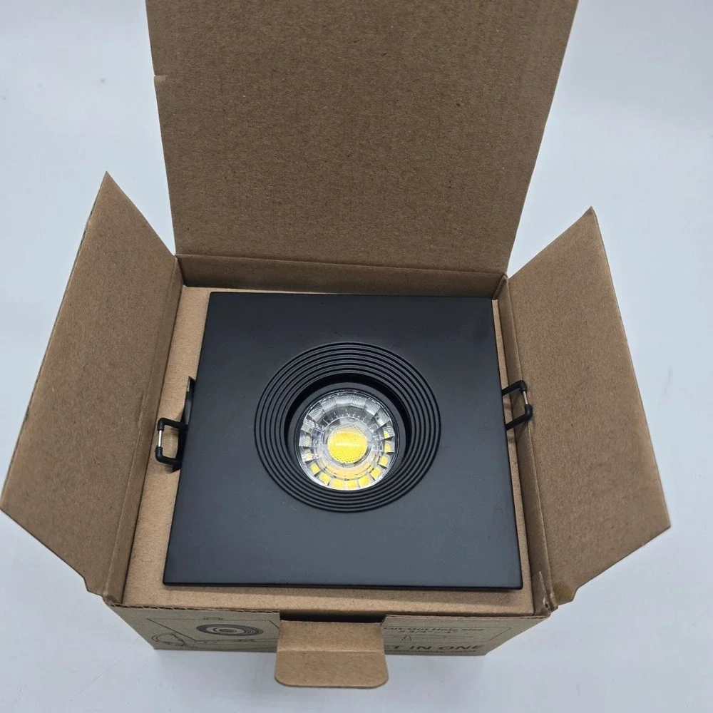 Wembanma 6 Pack 4 Inch Square LED Recessed Lighting 8W Black Gimbal Downlight
